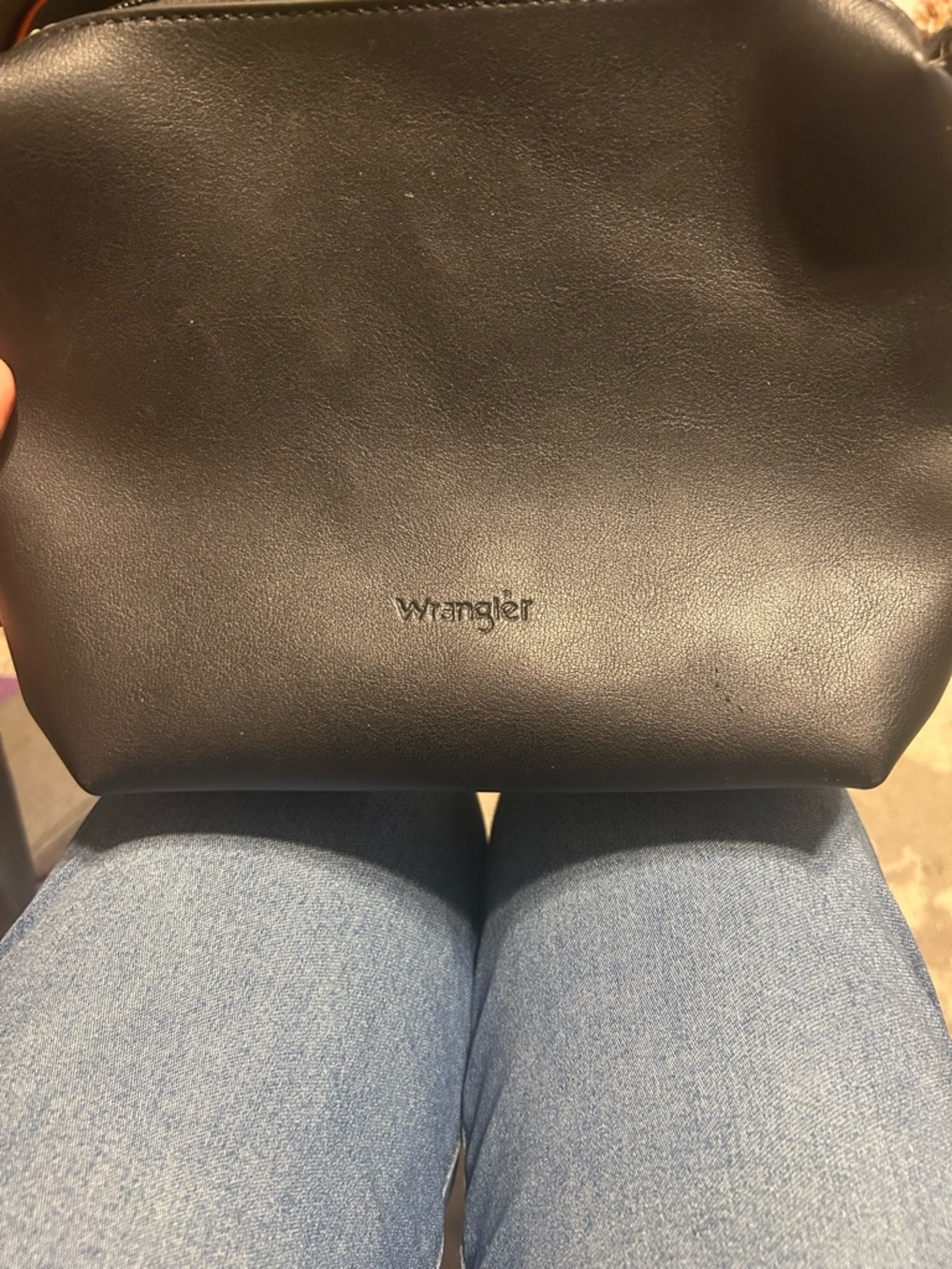 Wrangler Black Smooth Leather Cosmetic Pouch